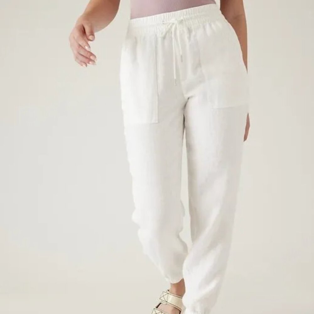 Athleta - NWT Retreat Linen Joggers - Calla Lily White - Size 14 and 16